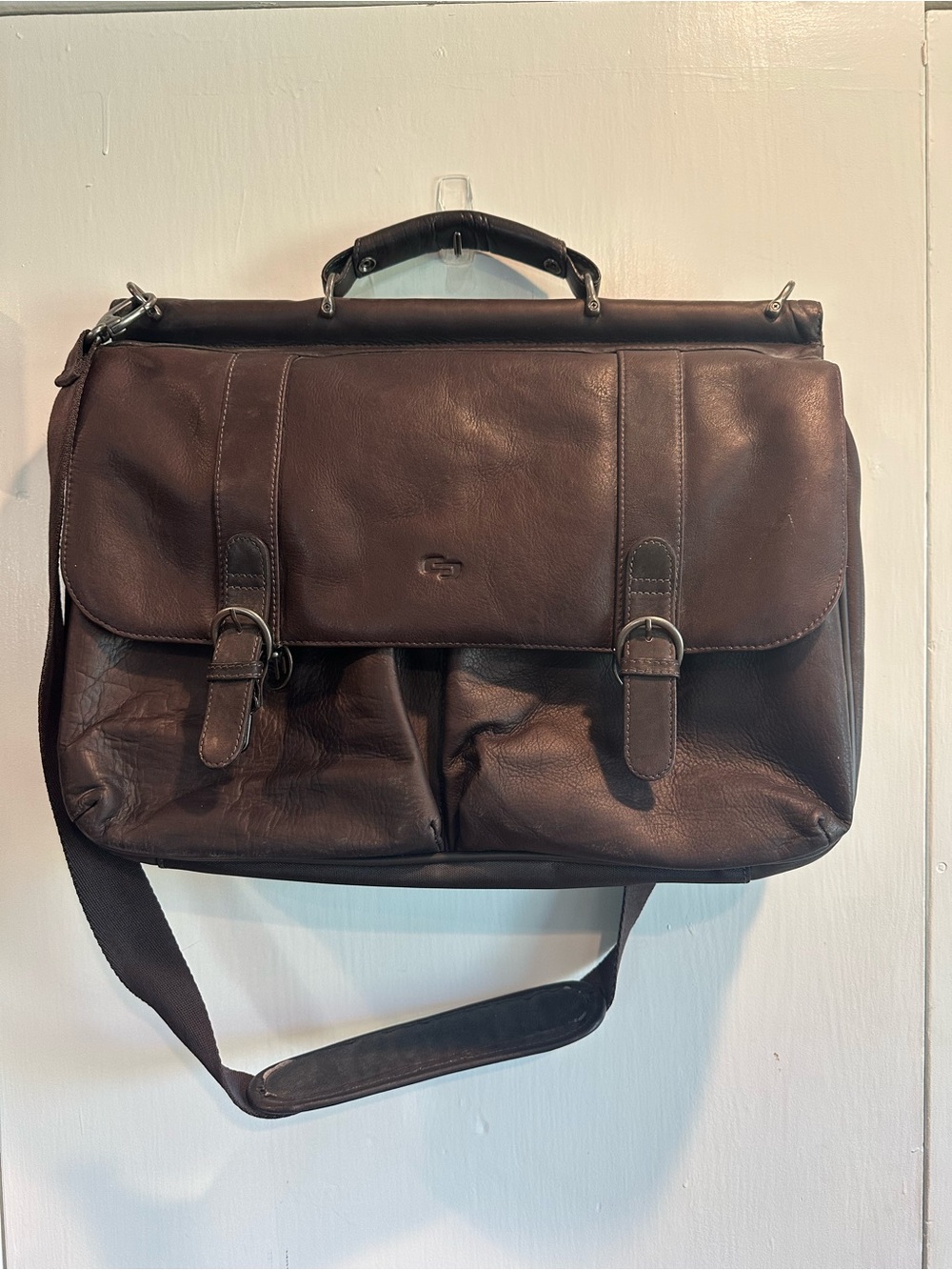 solo Dark Brown Leather Briefcase Messenger Bag